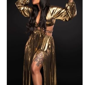 Songstress, Chrisette Michele’s Clothing Line Bronze  dress w/slits
